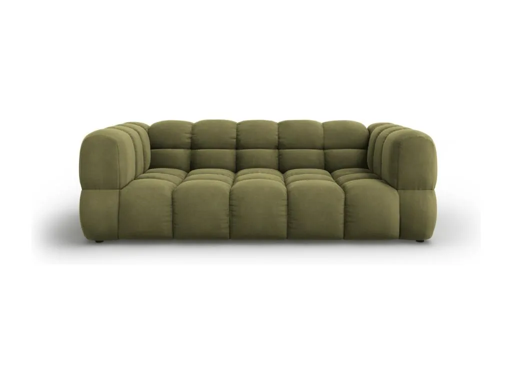 Decoencanto - Sofá Sky 3 plazas de terciopelo verde claro - 214x102x75cm