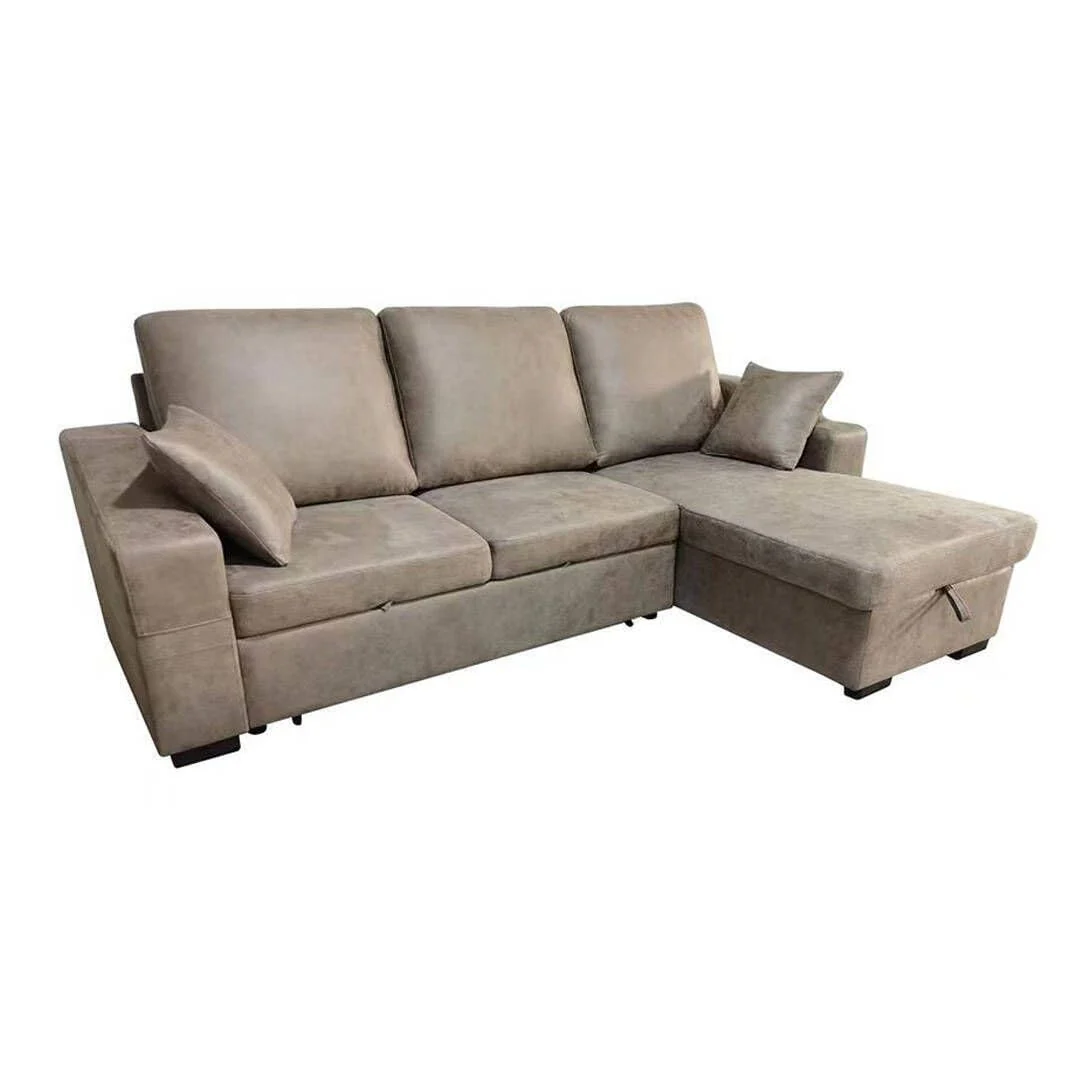 Chaise longue 3 plazas reversible con arcón gris cemento