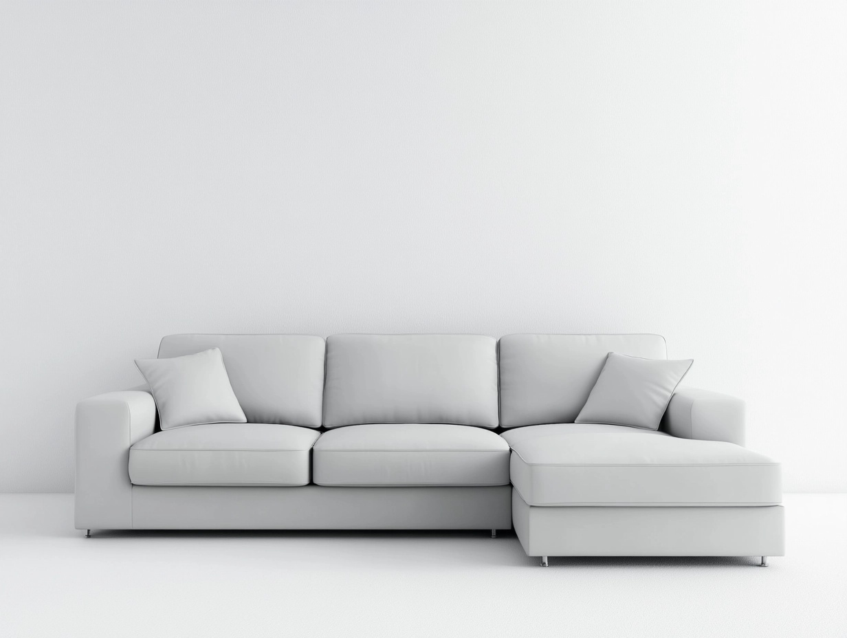 Sofá chaise longue gris claro – diseño minimalista moderno