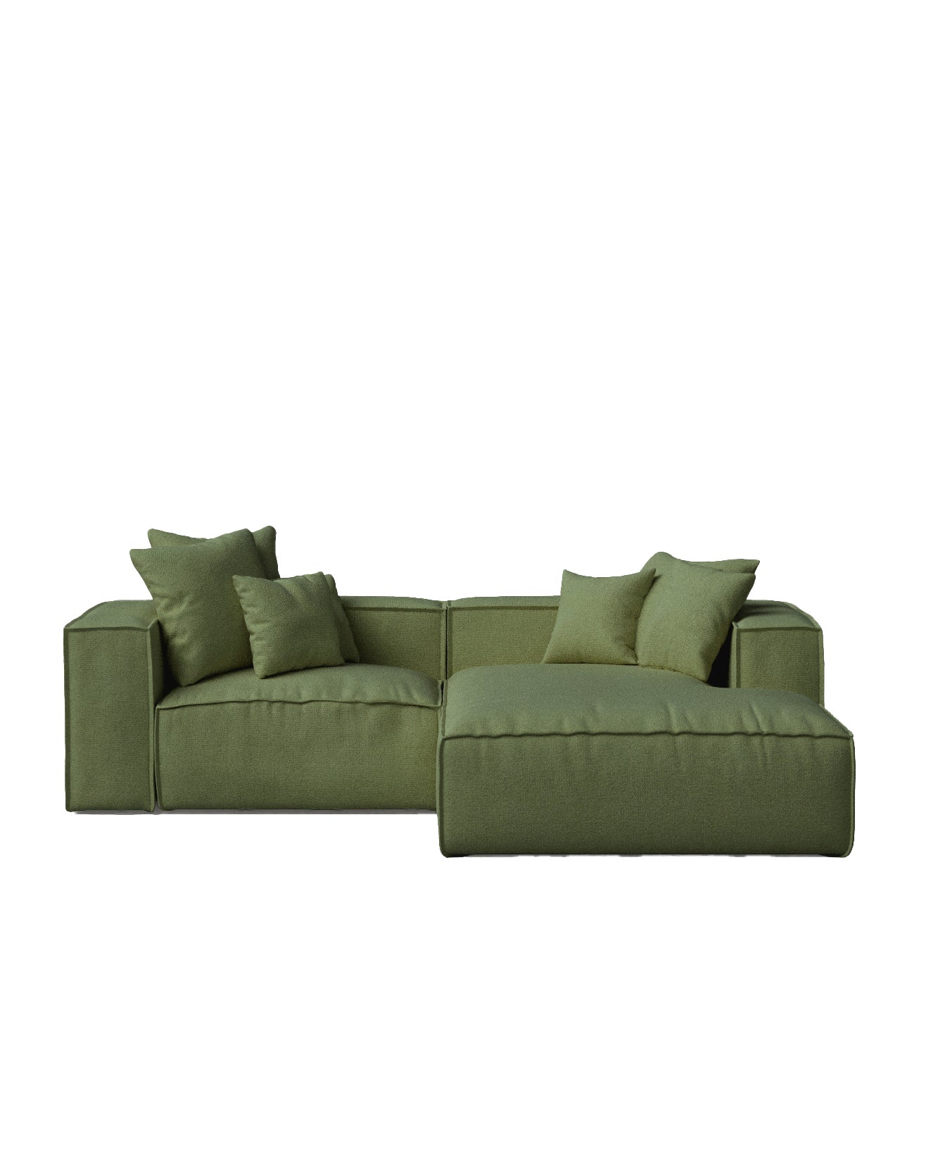 Sofá con chaise longue derecha en color verde 264x190 cm nl8113a0