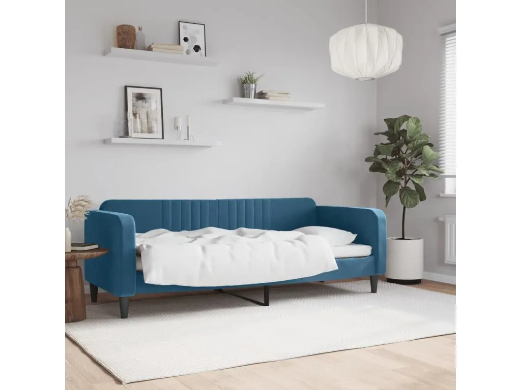 Sofá cama sin colchón terciopelo azul 80x200 cm