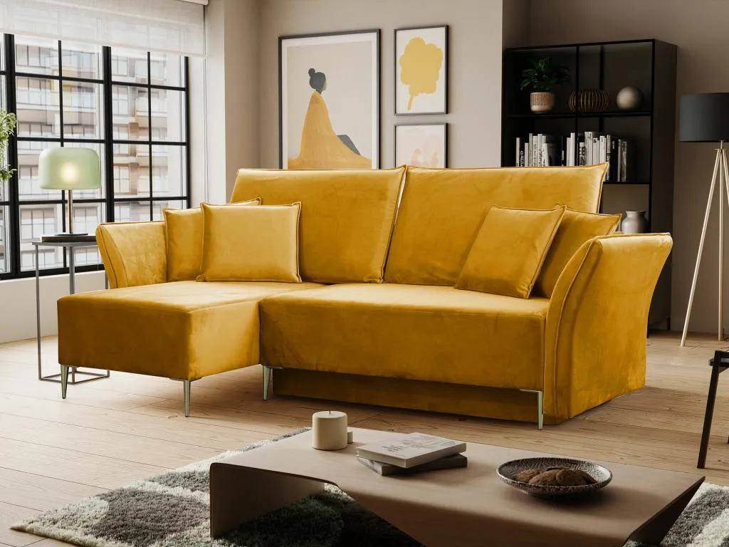 Sofá rinconero Francomuebleses 146 Amarillo Función de descanso Caja de ropa de cama 247cm