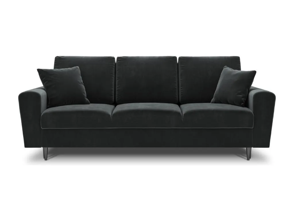 Francomuebleses - Sofá cama con baúl de almacenaje Francomuebleses 3 plazas de terciopelo gris oscuro - 235x100x88cm
