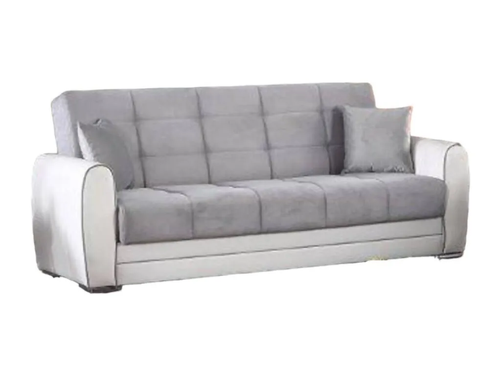 Sofá cama Biocasahogar de 3 plazas en ecopiel y tela con apertura clic 220x84x91 cm WT1515756