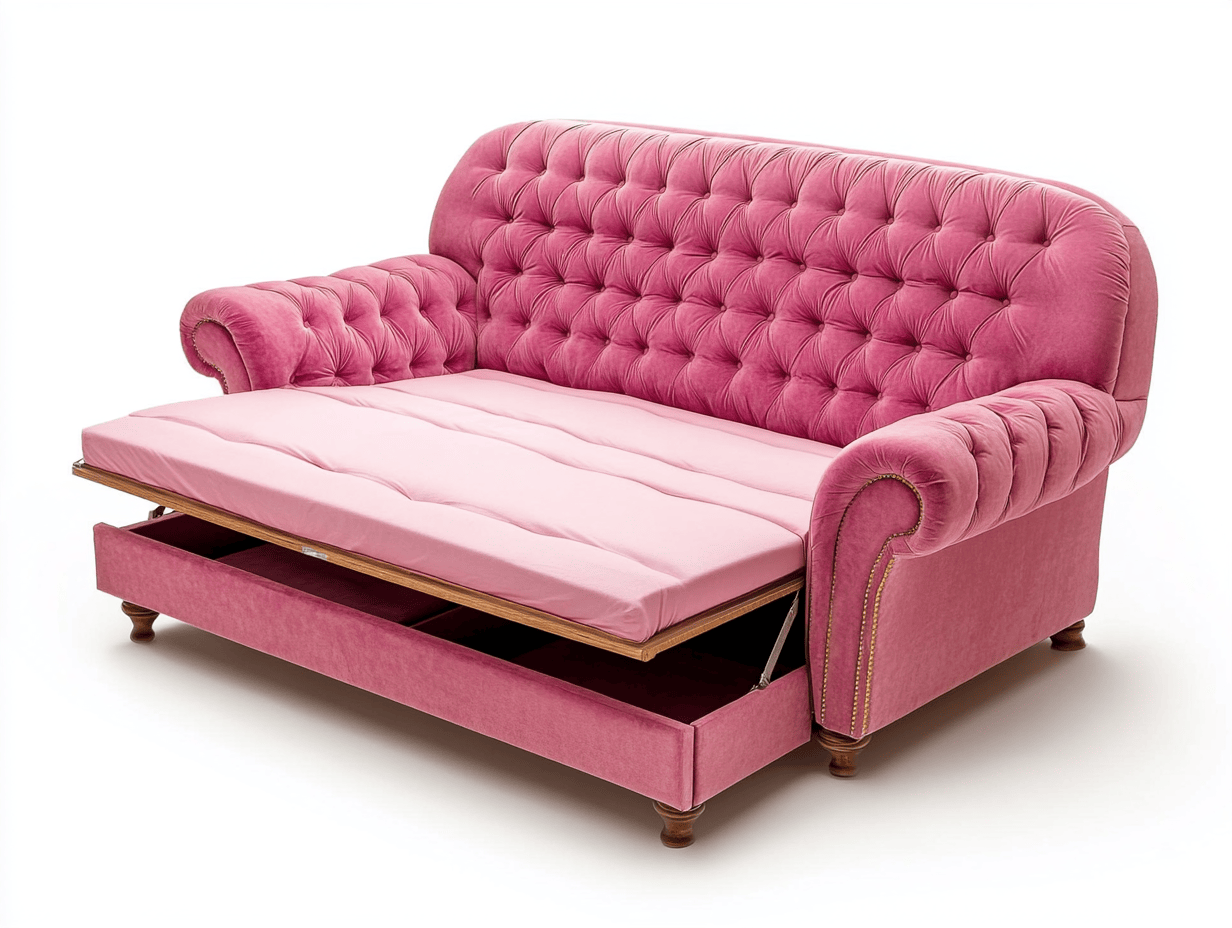 Sofá Cama Tapizado Terciopelo Rosa 200x150x90cm