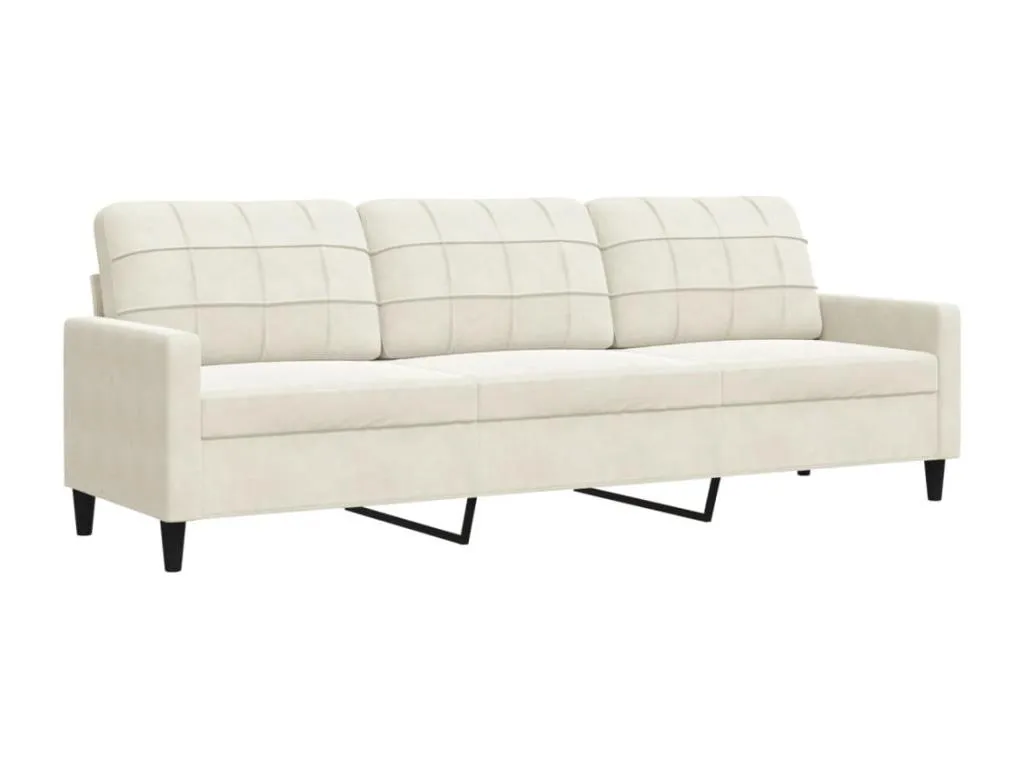 Sofá de 3 plazas terciopelo color crema 210 cm jjrv29255