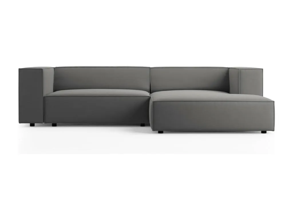 Mobtrendy - Sofá esquinero derecho Mobtrendy 3 plazas de terciopelo cemento - 224x166x70cm 27693hseu