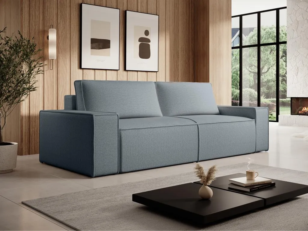 Sofá cama de 4 plazas de terciopelo azul Mobtrendy izzp25532
