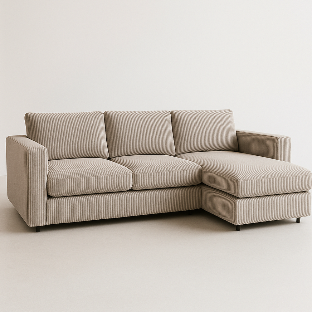 Sofá Seccional Tela Salón 3 Plazas Beige