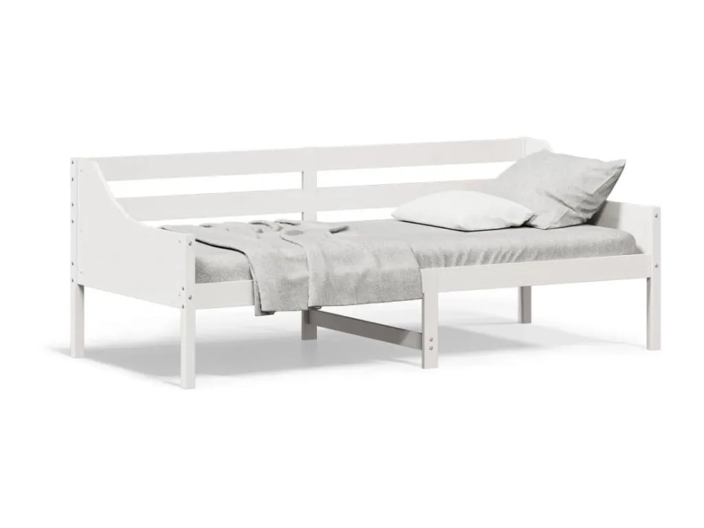 Sofá Cama Funcional Lluesmahome, madera maciza blanca, 90x200 cm (sin colchón).  JQ1331830