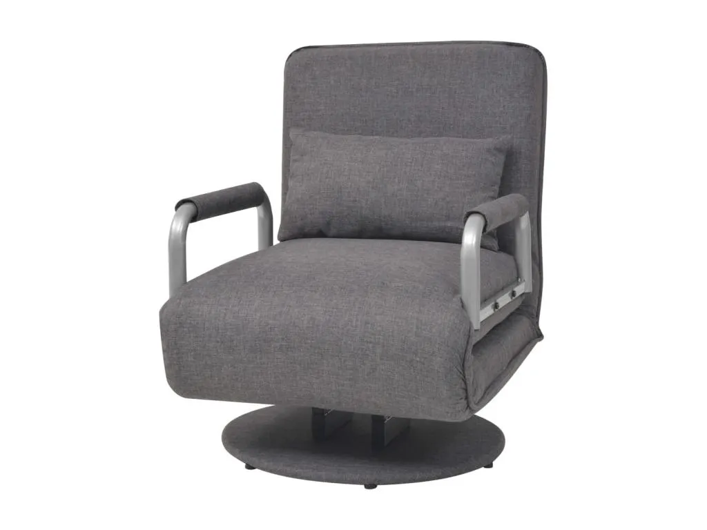 Silla giratoria y sofá cama en tela gris oscuro. qtq3607601