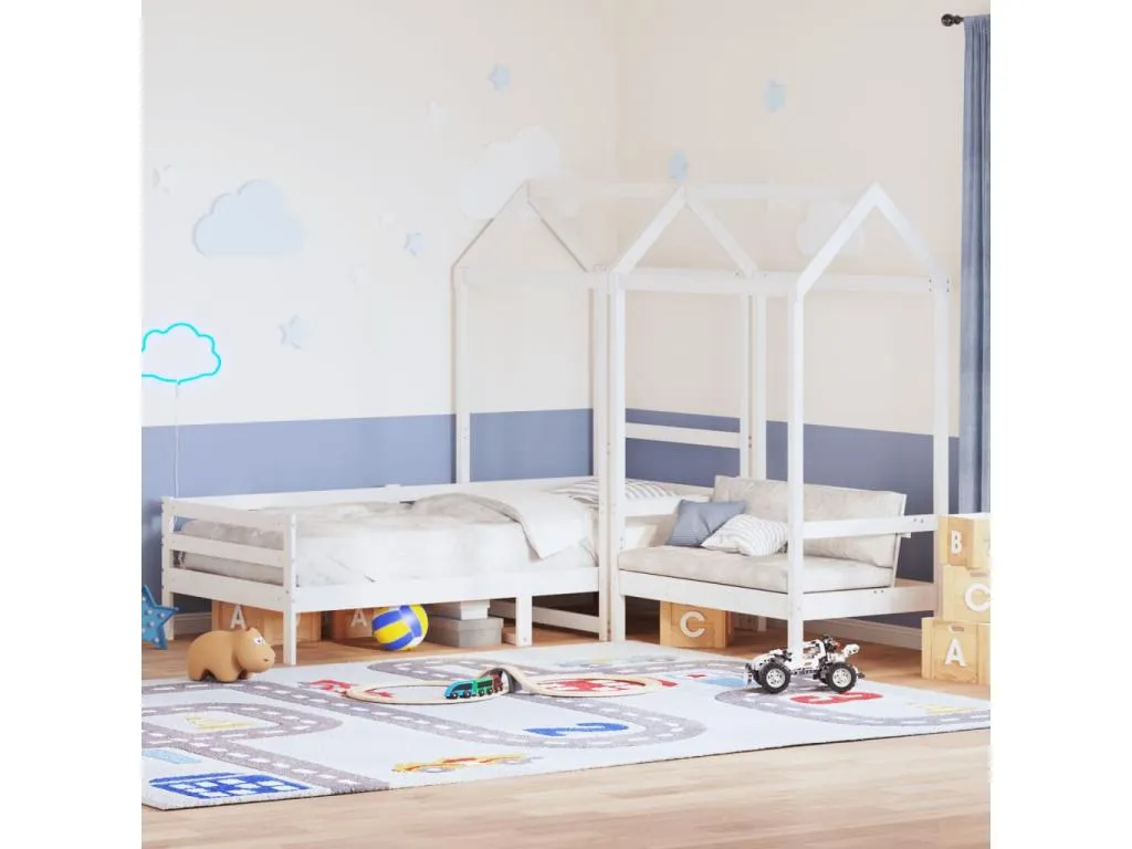Set de sofá cama y banco con techo Hogarsens blanco 90x200 cm