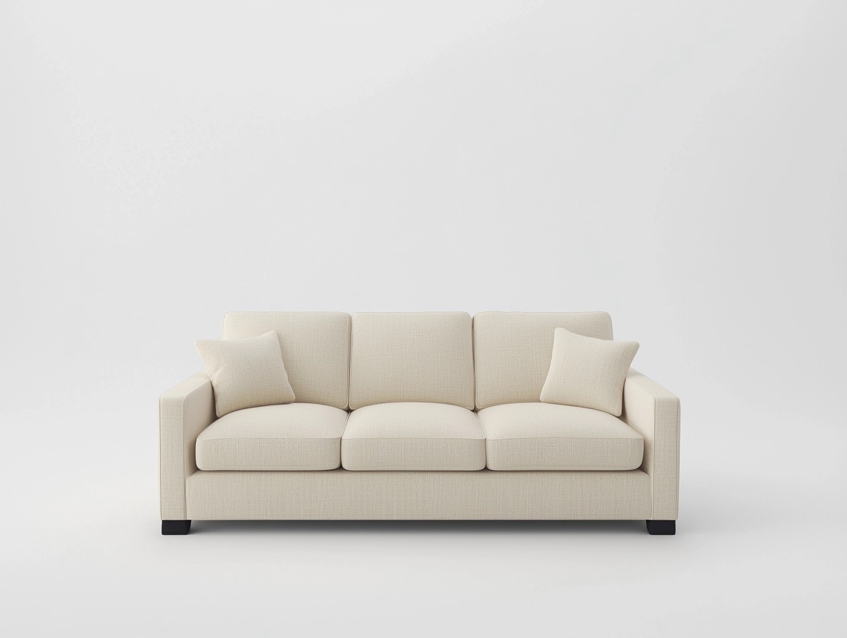 Sofá de 3 Plazas Tela Beige con Cojines Desenfundables