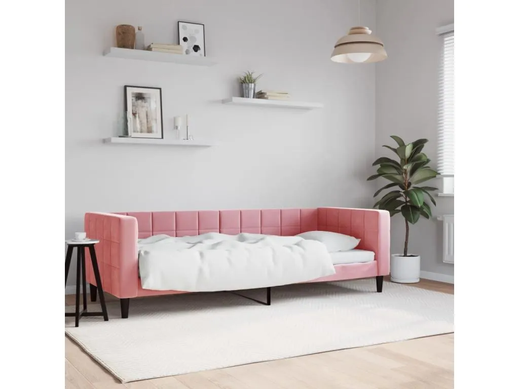 Sofá cama terciopelo rosa 80x200 cm