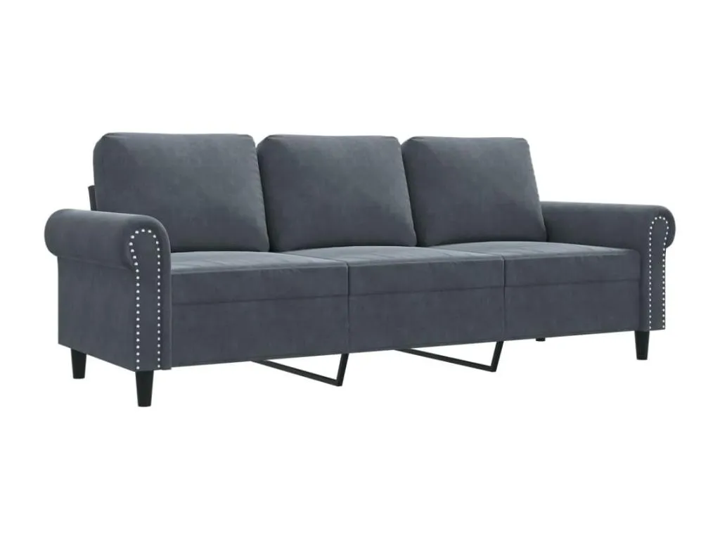 Sofá de 3 plazas terciopelo gris oscuro 180 cm 00646IAJN
