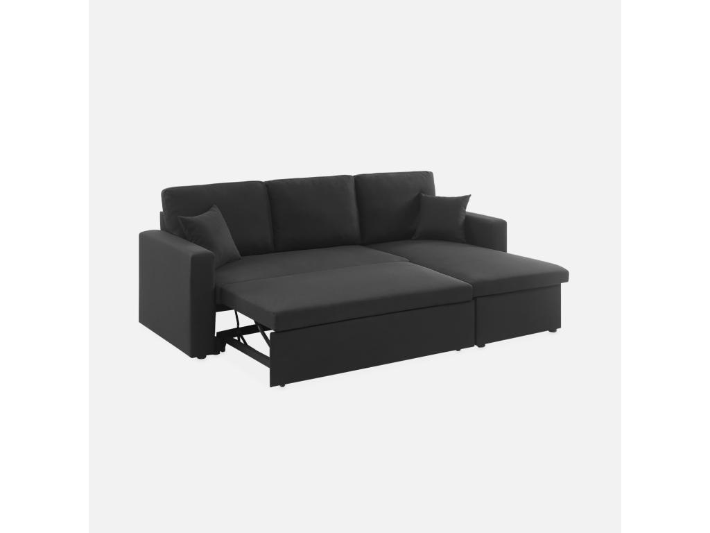 Sofá cama esquinero de 3 plazas negro