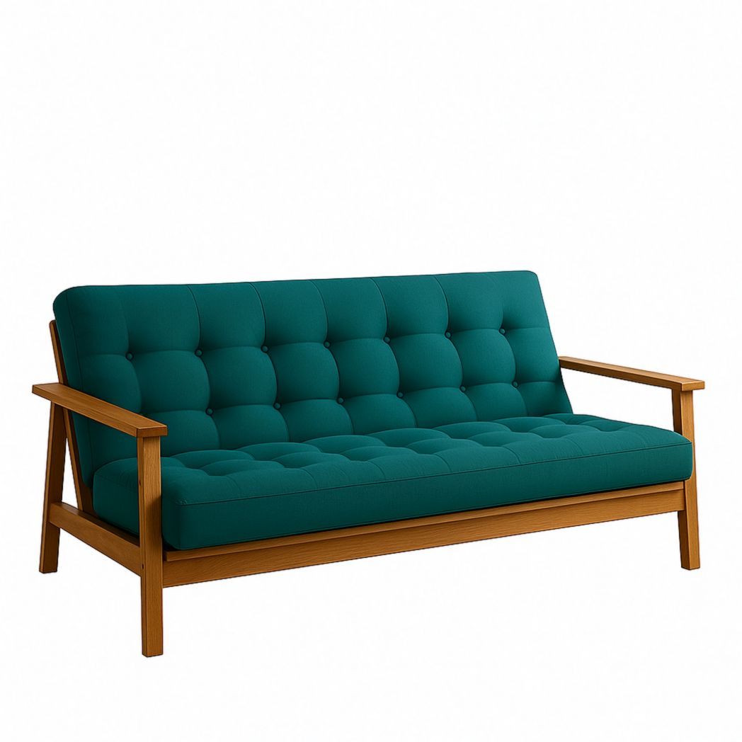 Sofá de Tela y Madera de 3 Plazas Verde 180x75x80 cm