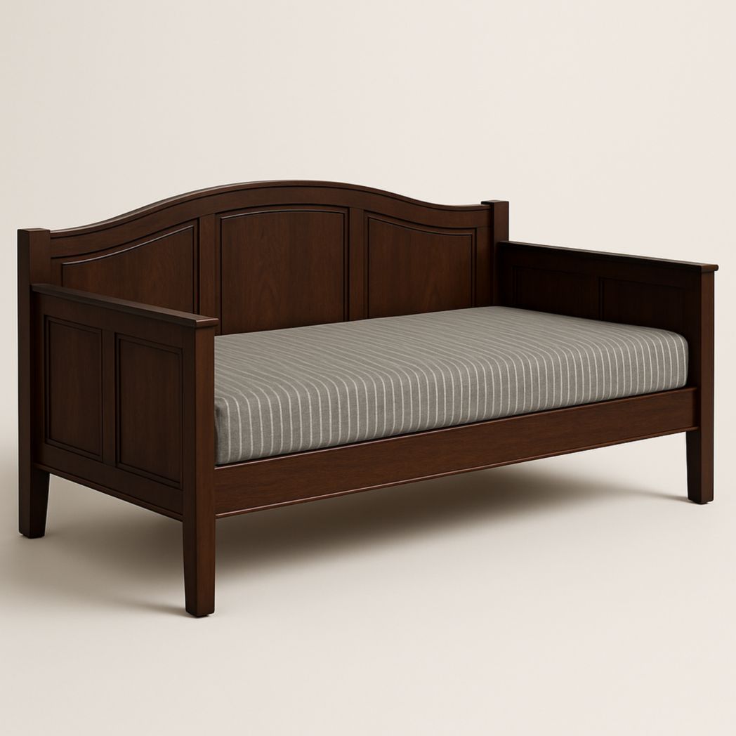 Sofá cama de madera maciza con colchón de poliéster gris 200cm x 100cm x 90cm