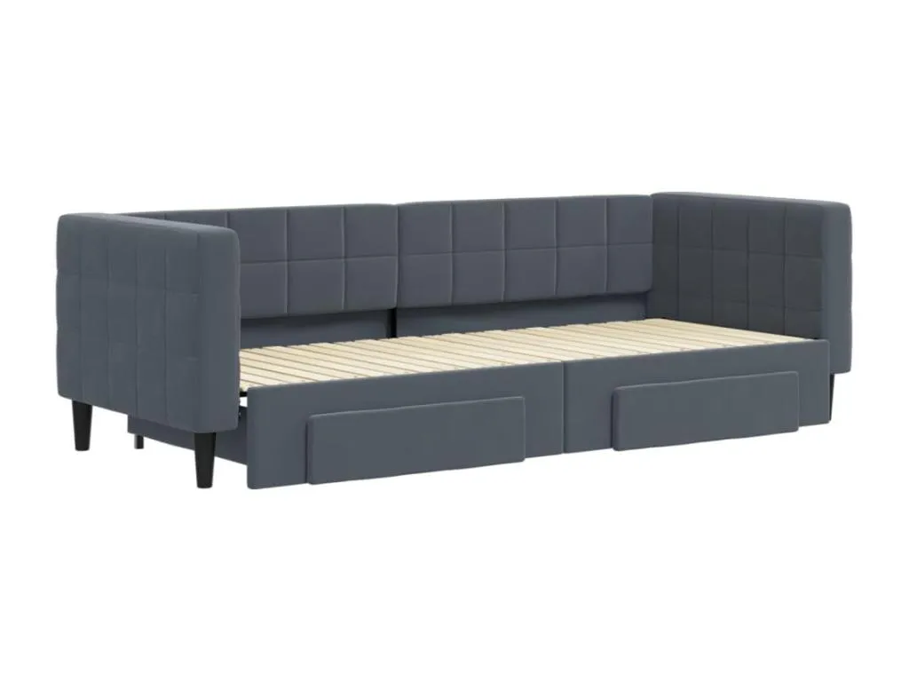 Sofá cama Homepleno con cajones terciopelo gris oscuro 80x200 cm 76456uqor