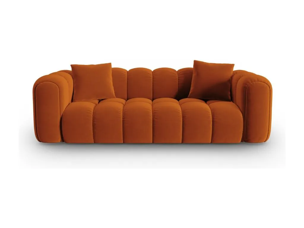 Homepleno - Sofá Homepleno 3 plazas de terciopelo terracota - 242x94x70cm ftov53713