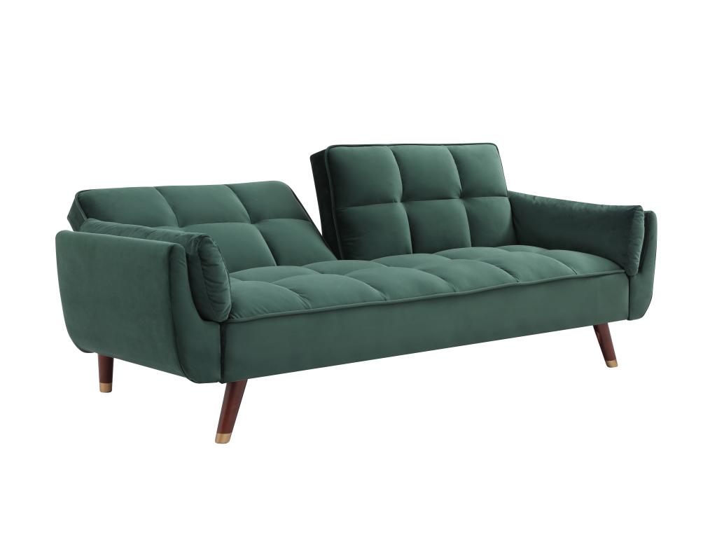 Sofá cama de 3 plazas de terciopelo verde - BQtldzw986Py