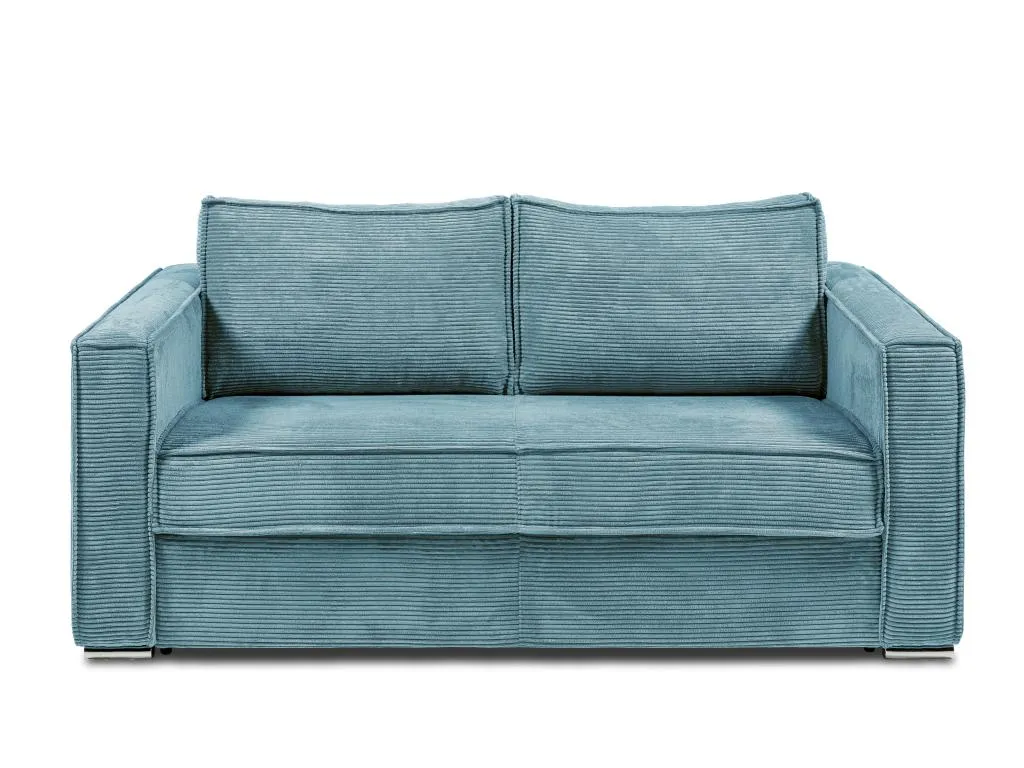 Sofá cama de 3 plazas con apertura italiana de pana azul turquesa - Cama de 140 cm - Colchón de 22 cm Patriciabaezcasa