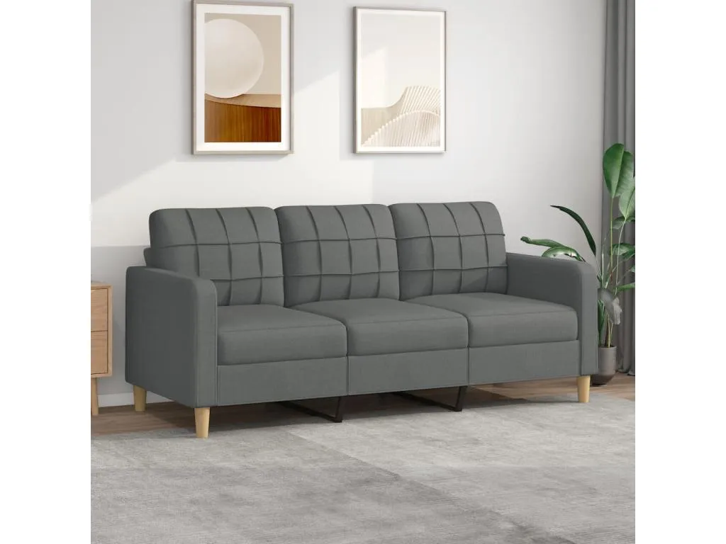 Sofá de 3 plazas de tela gris oscuro 180 cm