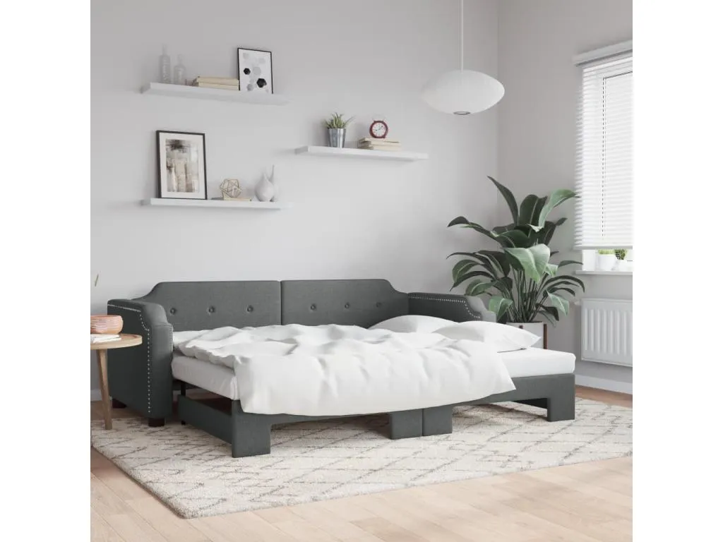 Sofá cama Micasacool tela gris oscuro 80x200 cm