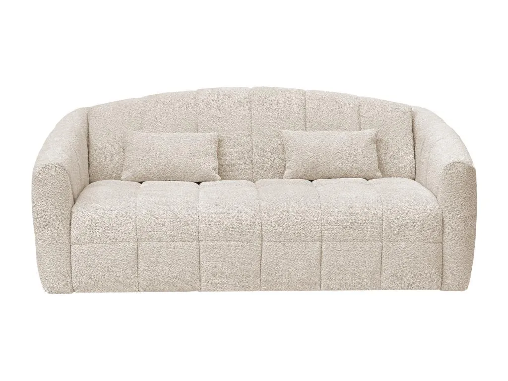 Sofá cama de 3 plazas de tela de rizo beige apertura rápida colchón de 140 cm (14 cm grosor) - Biocasahogar II NX2973219