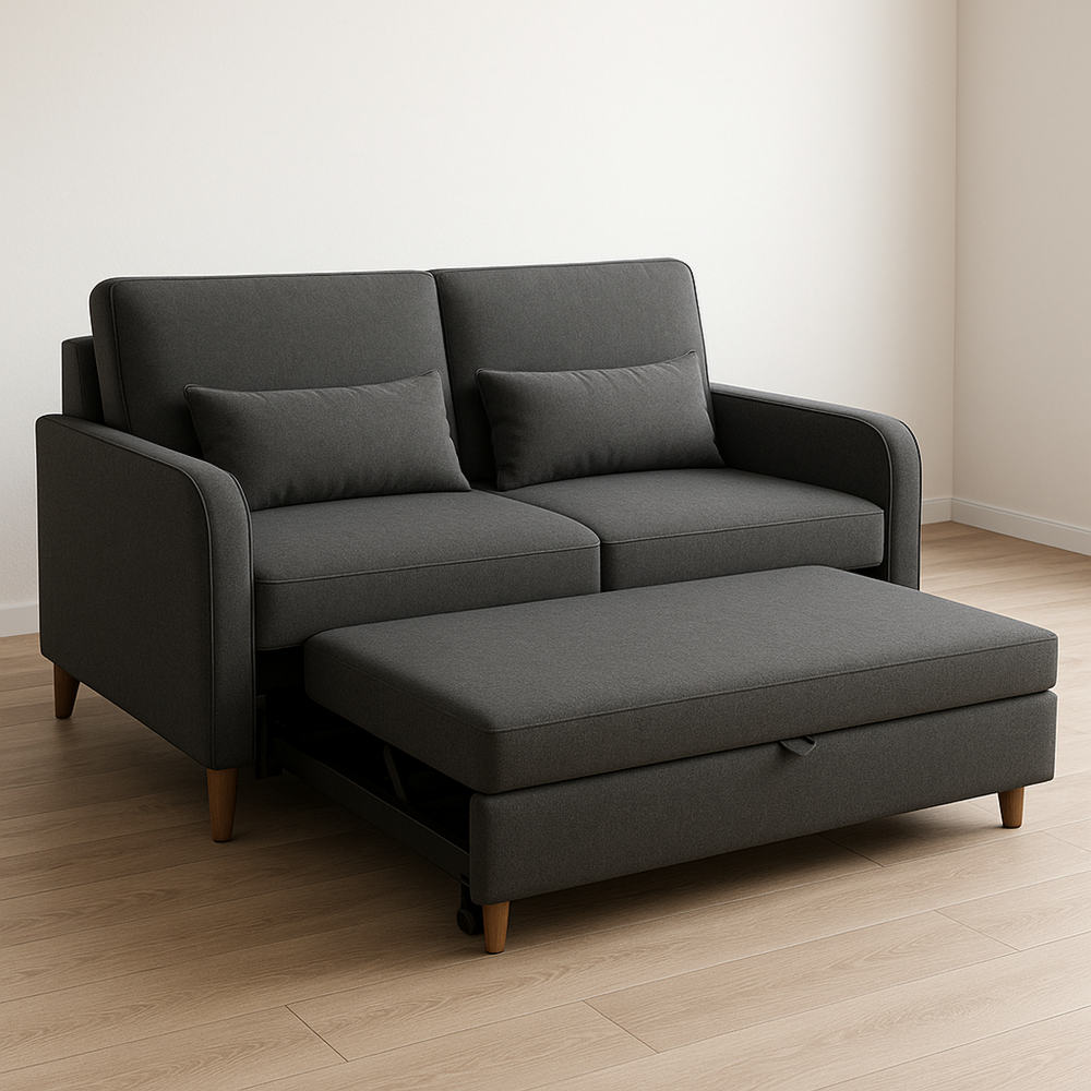 Sofá Cama Plegable Sala de Estar Funcional 200x150 cm Gris Oscuro Tela