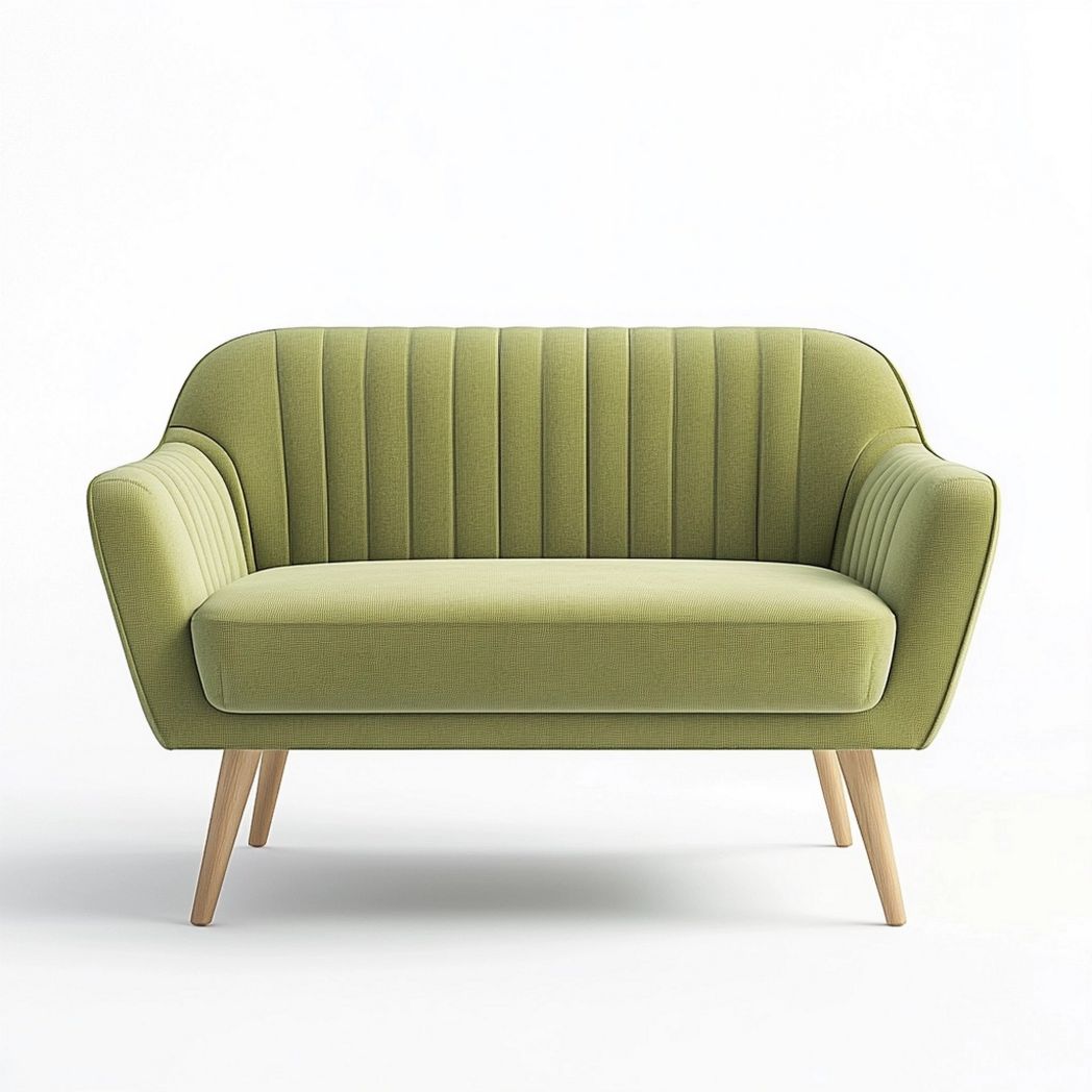 Sofá 2 Plazas Tela Verde Salón 120cm