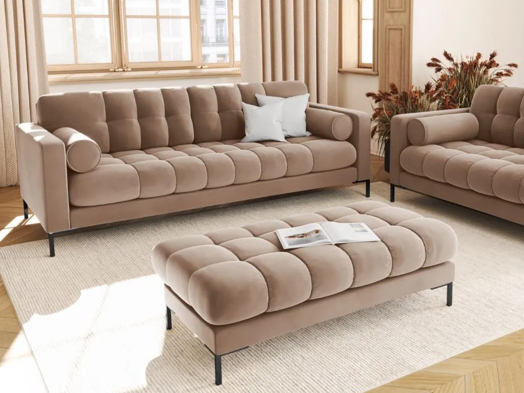 Casabellaes - Sofá Casabellaes 3 plazas de terciopelo beige - 177x92x75cm KRTN97020