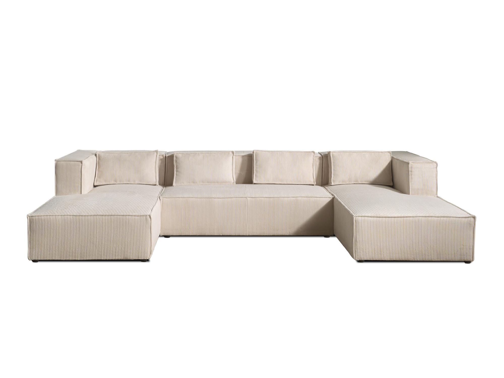 Sofá panorámico de 7 plazas en forma de U en terciopelo beige ky7370i9