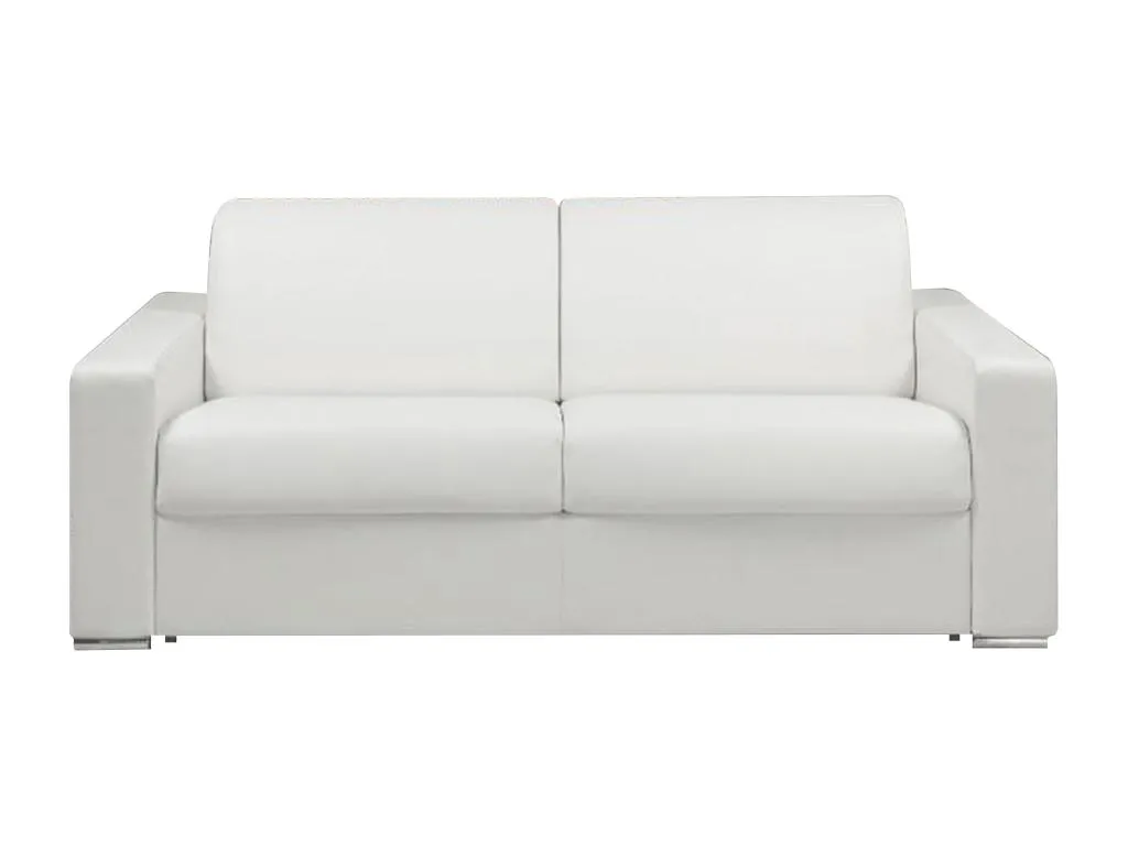 Sofá cama de 3 plazas tipo italiano de piel sintética Patriciabaezcasa - Blanco - Cama de 140 cm - Colchón de 18 cm