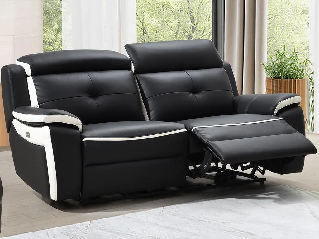 Sofá Vivircalido eléctrico de 3 plazas de piel Vivircalido - Negro/blanco 75716iawv