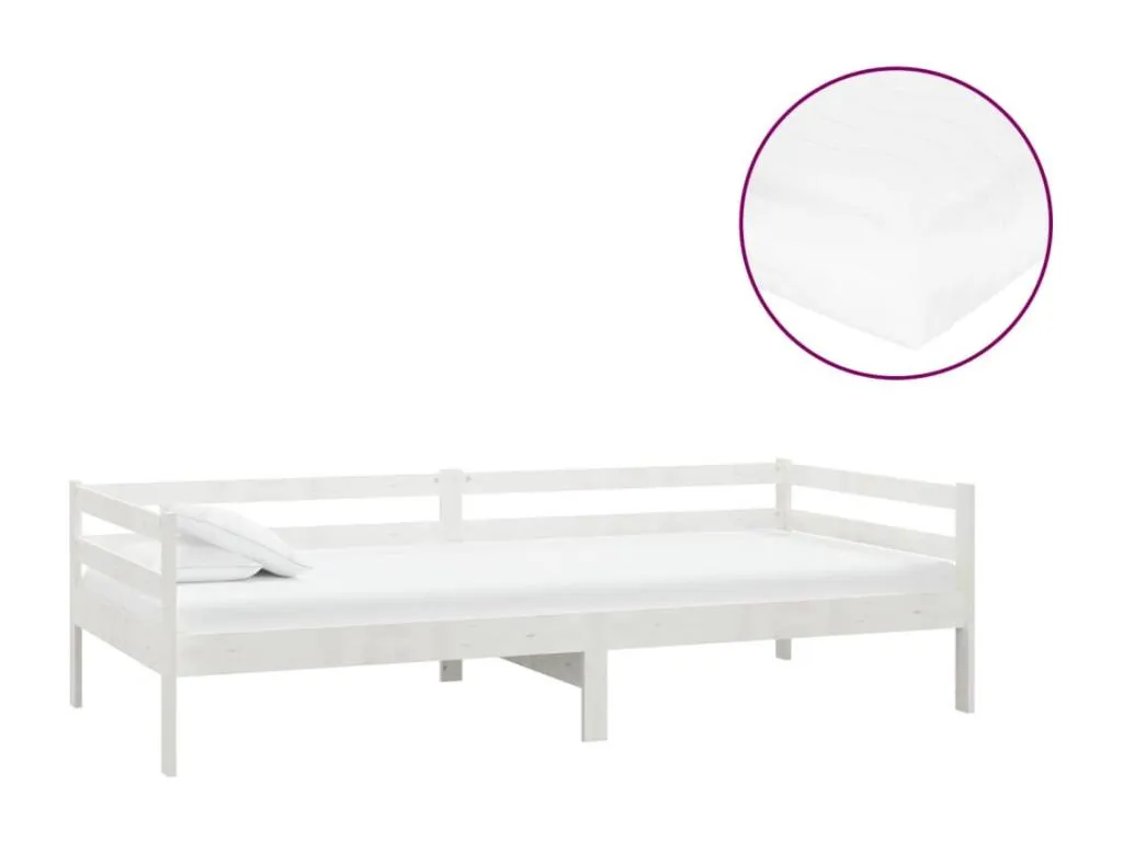 Sofá cama con colchón Alkihogares maciza blanco 90x200 cm