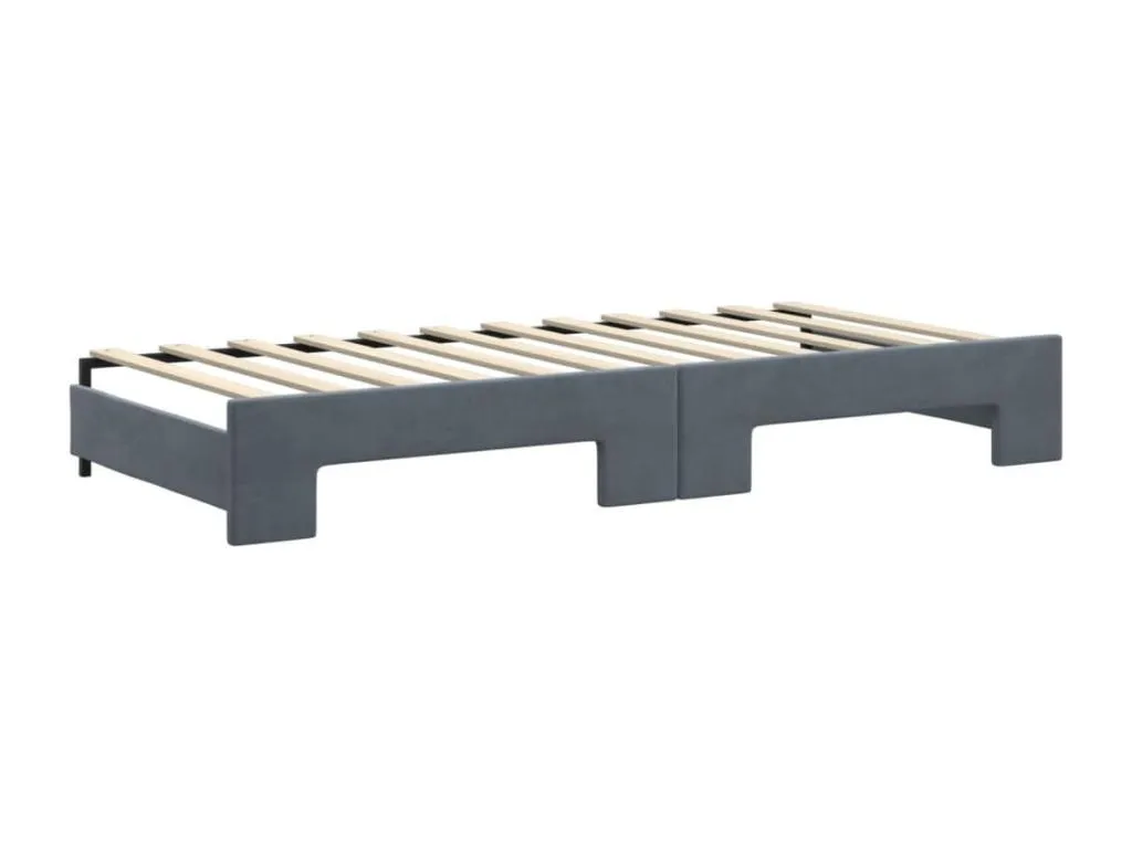 Sofá cama Prietocasa con colchón terciopelo gris oscuro 90x200 cm
