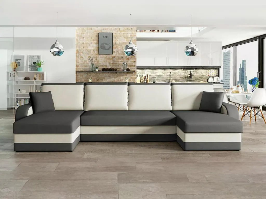 Sofá rinconero Mobtrendy 233 Gris Función de descanso Caja de ropa de cama 304x140x80cm 79531nwcf
