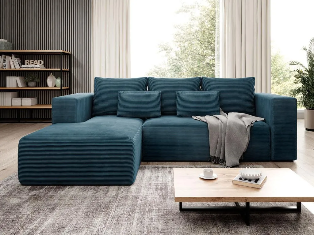 Sofá rinconero Alkifurniturees 116 Azul Función de descanso Caja de ropa de cama 255x161x91cm ZNZB31446
