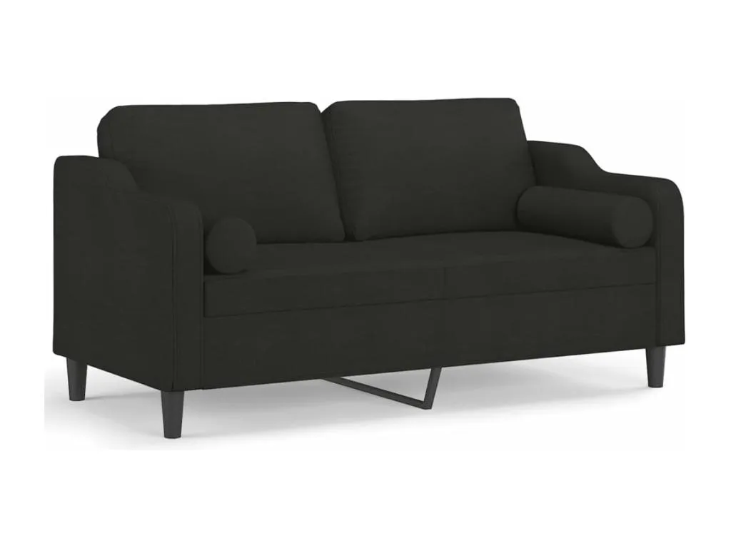 Sofá de 2 plazas con cojines tela negro 140 cm