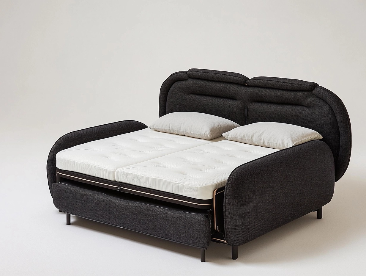 Sofá Cama Doble de Tela Poliéster Negro 200x180 cm