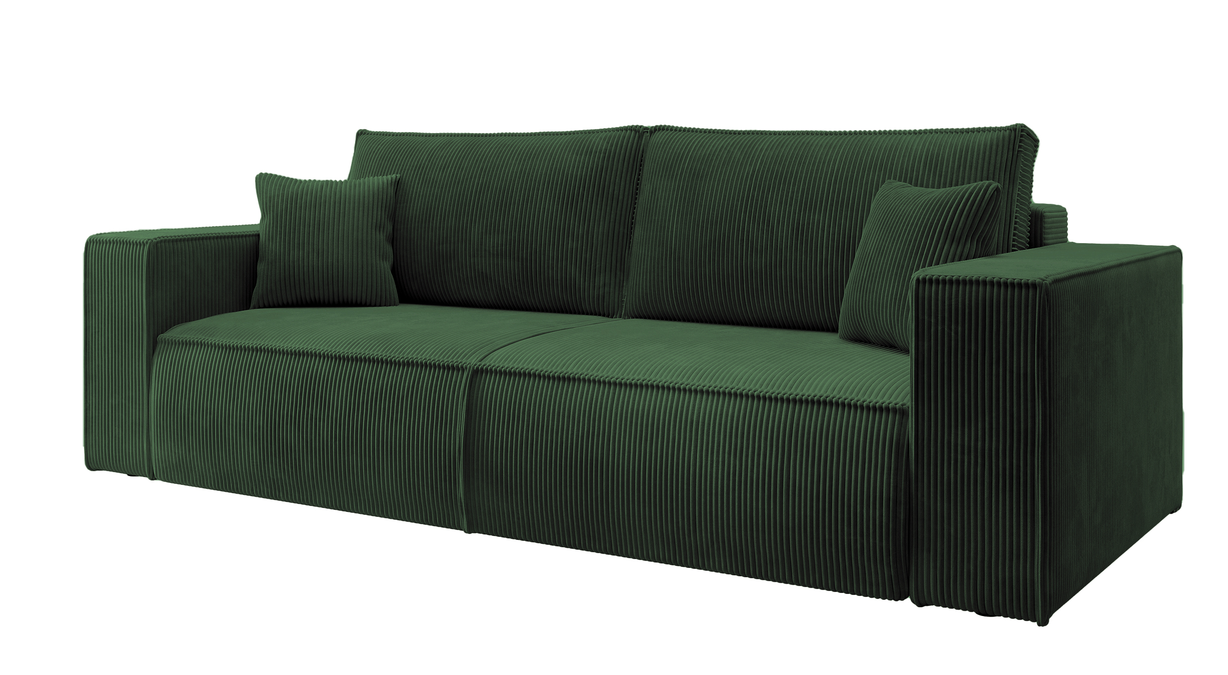 Sofá cama de 3 plazas en terciopelo canalé verde bw0479n2