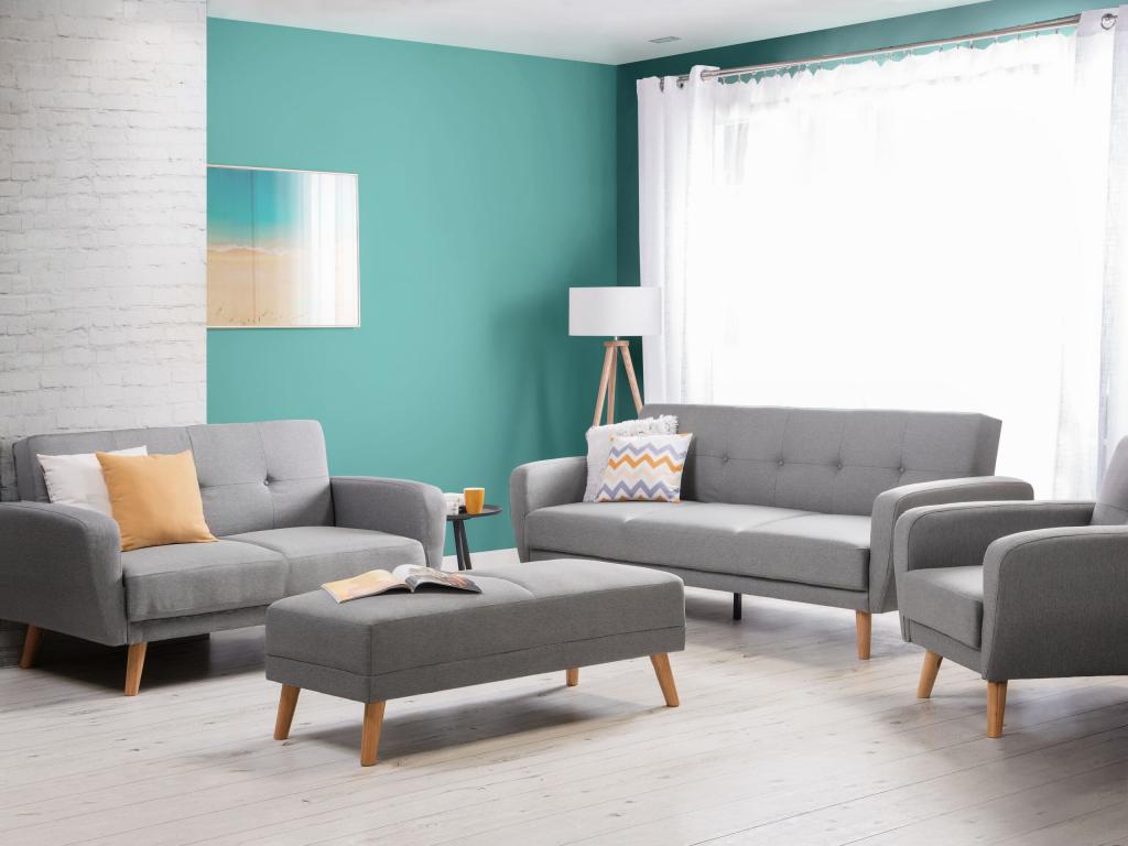Conjunto de sala de eJoliven 8 plazas con reposapiés gris claro