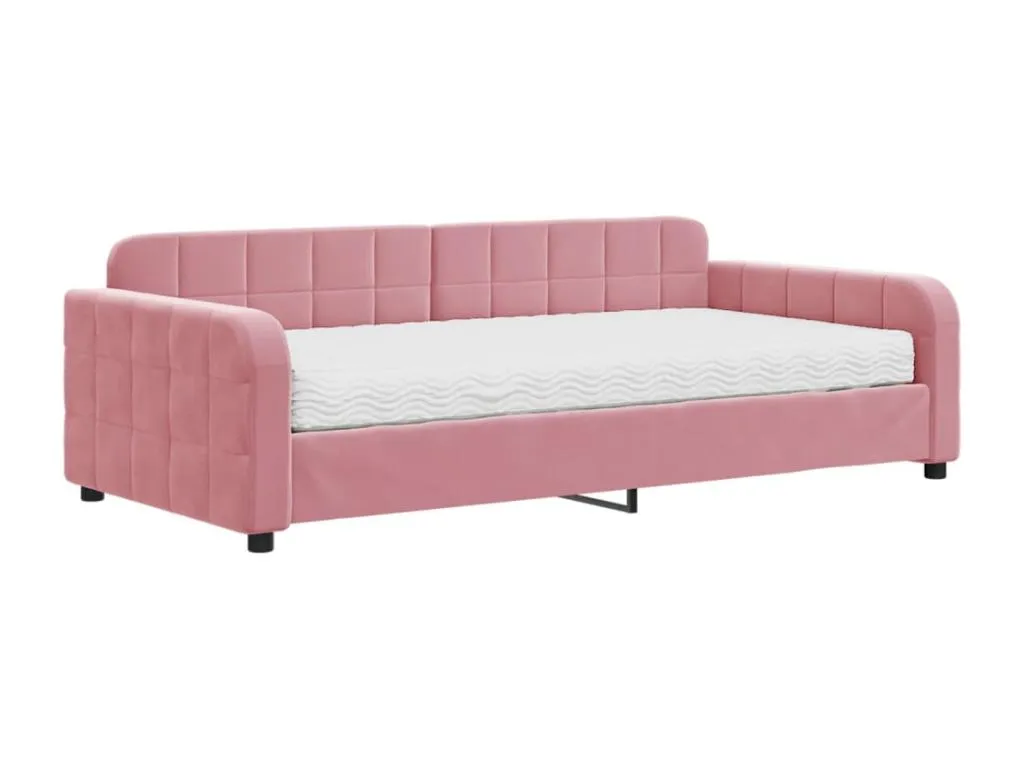 Sofá cama con colchón terciopelo rosa 100x200 cm GTQG69051