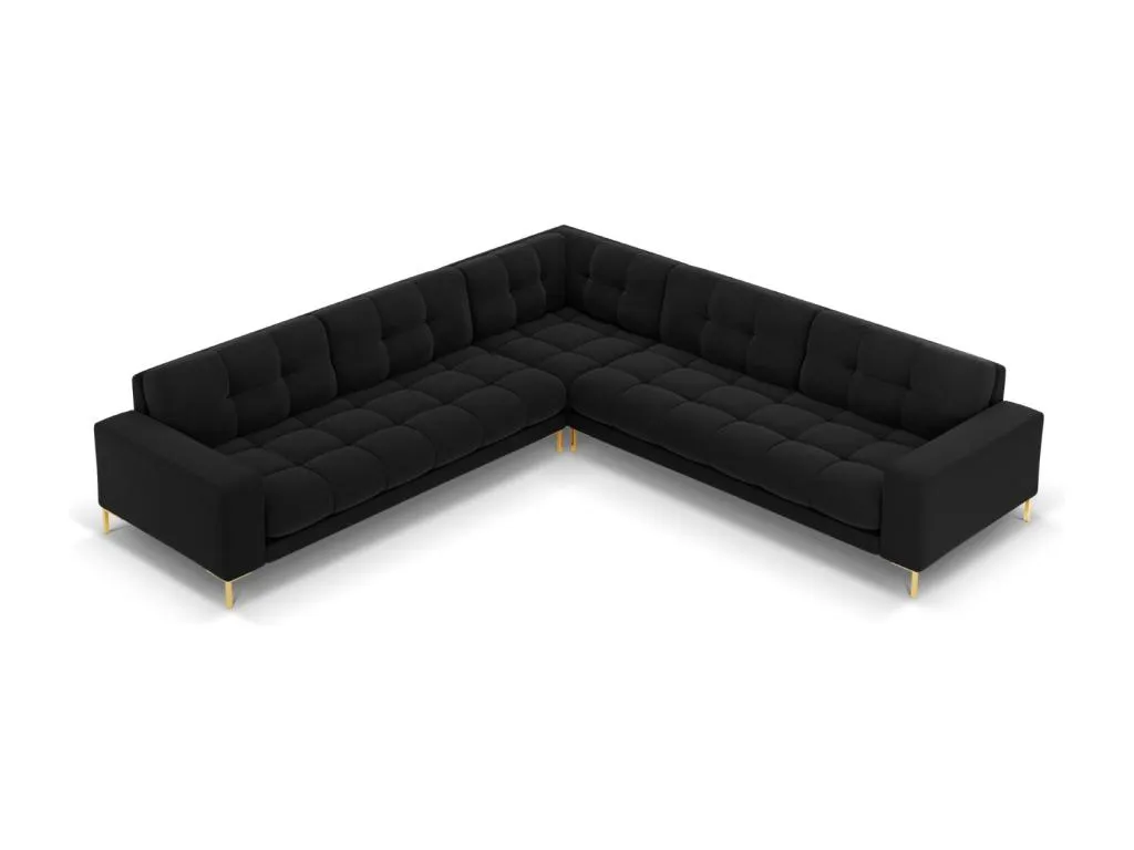 Casabellaes - Sofá esquinero simétrico Casabellaes 6 plazas de terciopelo negro - 256x256x75cm YMDF25916