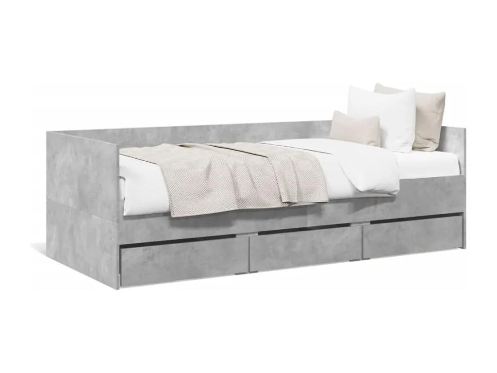 Sofá cama con cajones sin colchón gris hormigón 100x200 cm