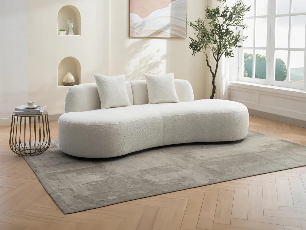 Sofá de 3 plazas de tela bouclé blanco Hogarsens