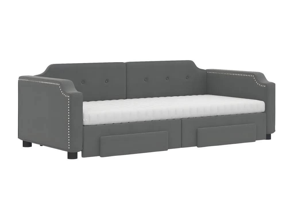 Sofá cama Casahandy con cajones en tela gris oscuro 90x200 cm práctico