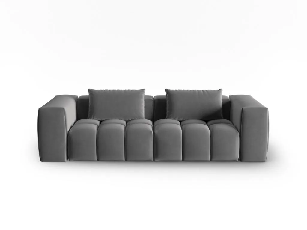 Sofá modular Biocasahogar de 3 plazas en terciopelo color cemento – 230x85x70 cm MP2576349