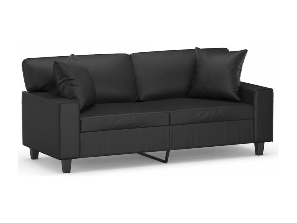 Sofá de 2 plazas con cojines cuero sintético negro 140 cm XKRG54463